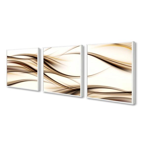 Kit 3 Quadros Decorativos Modernos Abstrato Conjunto Moldura