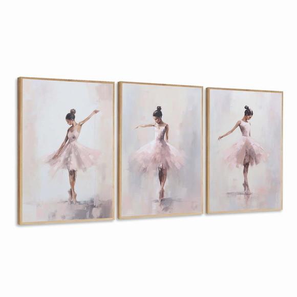 Kit 3 Quadros Decorativos Modernos Bailarina Ballet Moldura