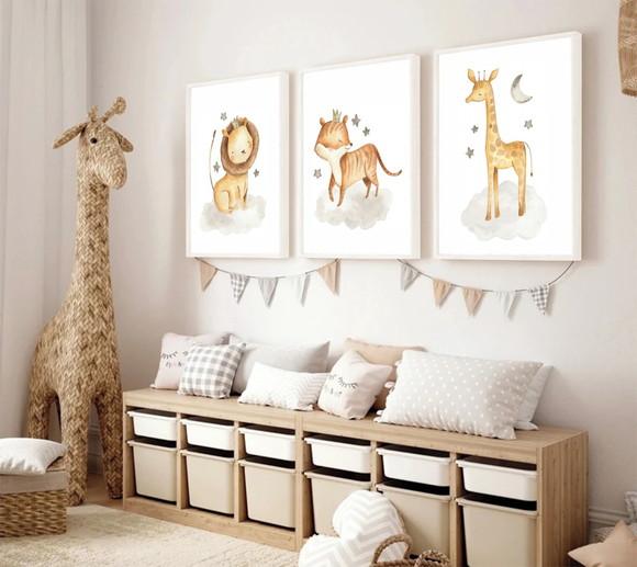 Kit 3 Quadros Decorativos Modernos Quarto Infantil Moldura