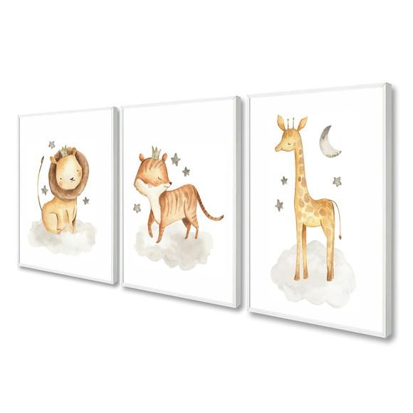 Kit 3 Quadros Decorativos Modernos Quarto Infantil Moldura