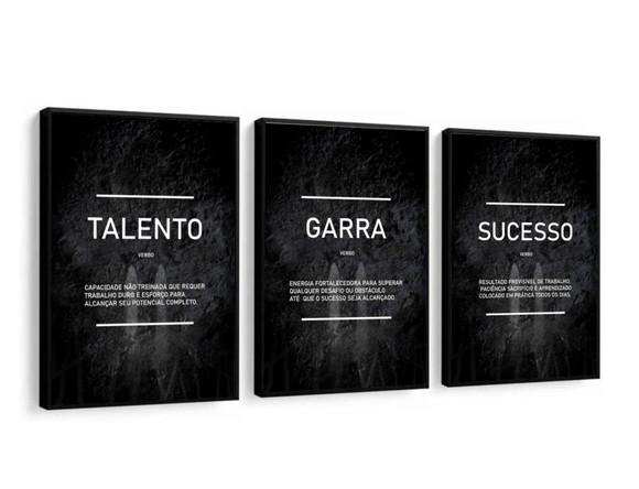 Kit 3 Quadros Decorativos Motivacionais Escritório Moldura