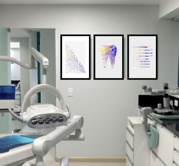 Kit 3 Quadros Decorativos Odontologia Conjuntos Consultório