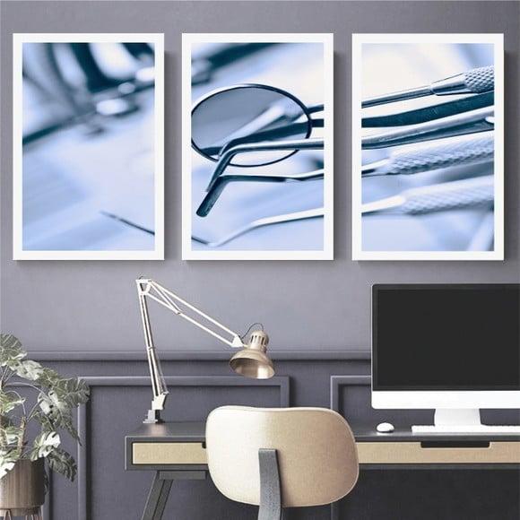 Kit 3 Quadros Decorativos Odontologia Consultório Dentista