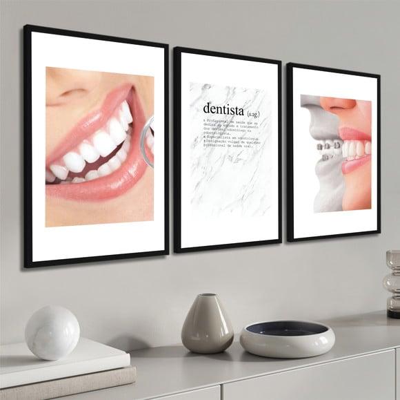 Kit 3 Quadros Decorativos Odontologia Dentista Profissão