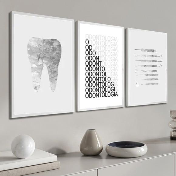 Kit 3 Quadros Decorativos Odontologia Recepção Consultório