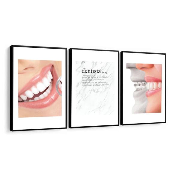 Kit 3 Quadros Decorativos Odontologia Dentista Profissão