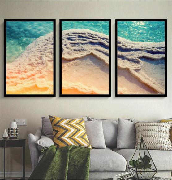 Kit 3 Quadros Decorativos Paisagem Mar Para Quarto Sala Hall