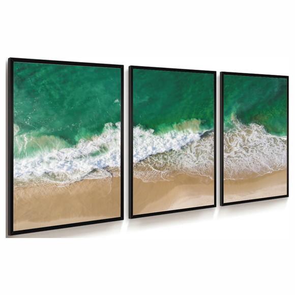 Kit 3 Quadros Decorativos Paisagem Mar Quarto Sala Moldura
