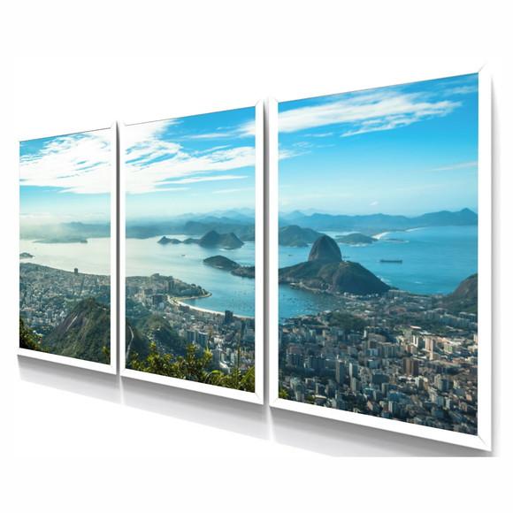 Kit 3 Quadros Decorativos Paisagem Rio De Janeiro Moldura