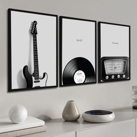 Kit 3 Quadros Decorativos Para Bar Quarto Sala Hall Moldura