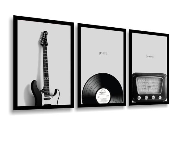 Kit 3 Quadros Decorativos Para Bar Quarto Sala Hall Moldura