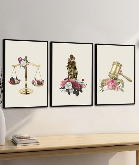 Kit 3 Quadros Decorativos para Escritório Advogado Direito