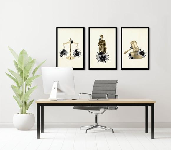 Kit 3 Quadros Decorativos Para Escritório Advogado Moldura