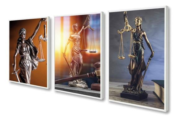 Kit 3 Quadros Decorativos Para Escritório Direito Moldura