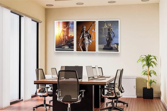 Kit 3 Quadros Decorativos Para Escritório Direito Moldura
