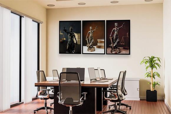 Kit 3 Quadros Decorativos Para Escritório Advogado Moldura