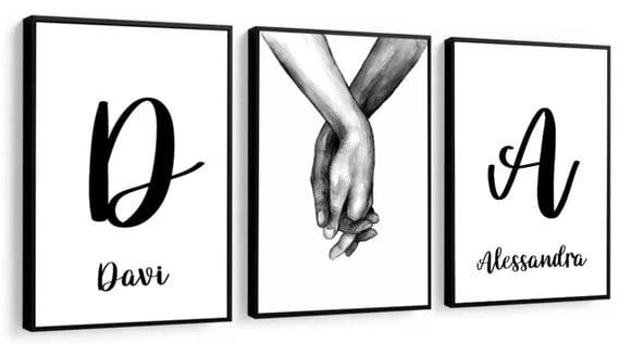 Kit 3 Quadros Decorativos para Quarto de Casal Personalizado