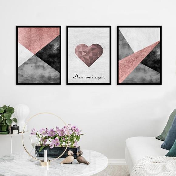 Kit 3 Quadros Decorativos Para Quarto De Casal Sala Moldura