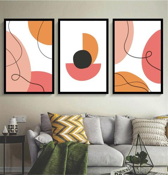 Kit 3 Quadros Decorativos Para Quarto Sala Corredor Moldura