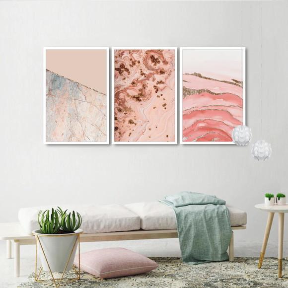 Kit 3 Quadros Decorativos Para Sala Abstrato Moderno Moldura