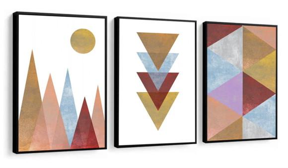 Kit 3 Quadros Decorativos Para Sala Abstrato Moderno Moldura