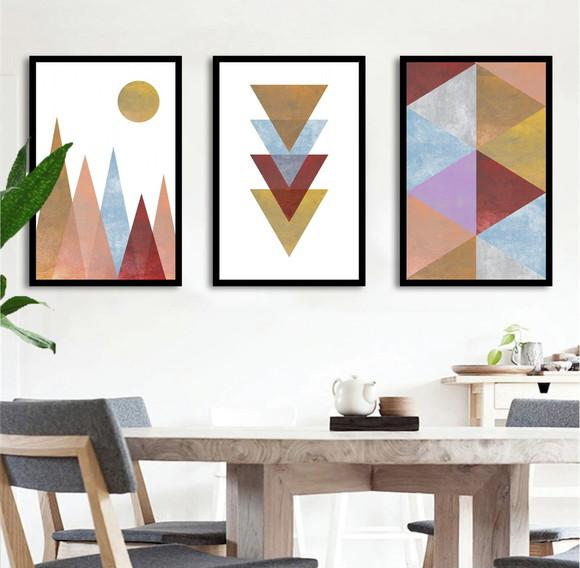 Kit 3 Quadros Decorativos Para Sala Abstrato Moderno Moldura