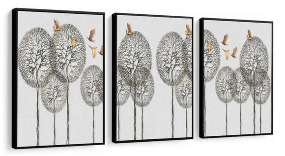 Kit 3 Quadros Decorativos Para Sala De Jantar Com Molduras