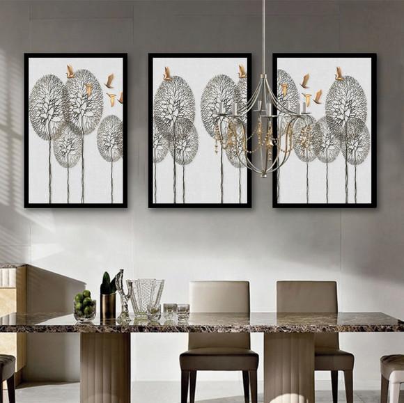 Kit 3 Quadros Decorativos Para Sala De Jantar Com Molduras
