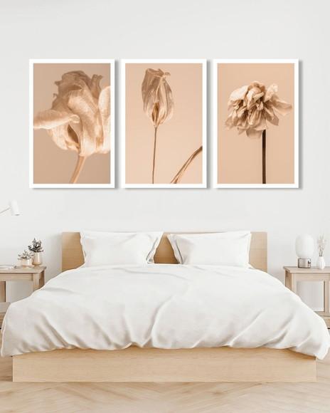 Kit 3 Quadros Decorativos Para Sala Folhagem Moderno Moldura