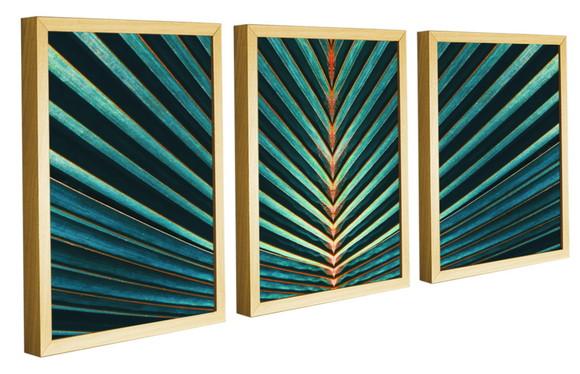 Kit 3 Quadros Decorativos Para Sala Folhagem Verde Molduras