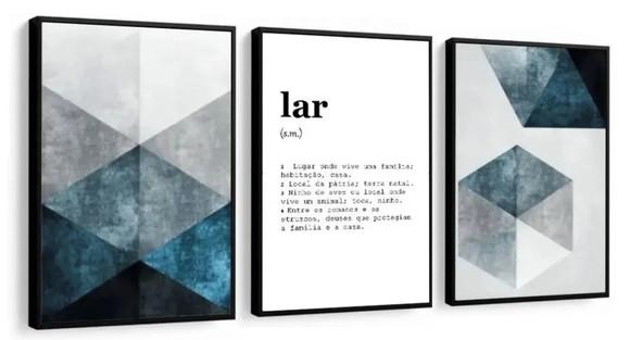 Kit 3 Quadros Decorativos Para Sala Frases Modernos Moldura