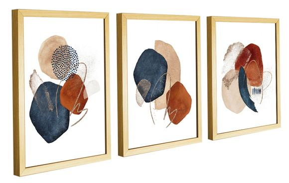Kit 3 Quadros Decorativos Para Sala Moderno Abstrato Moldura