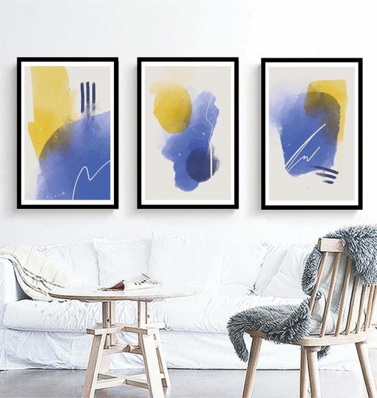 Kit 3 Quadros Decorativos Para Sala Moderno Conjunto Moldura