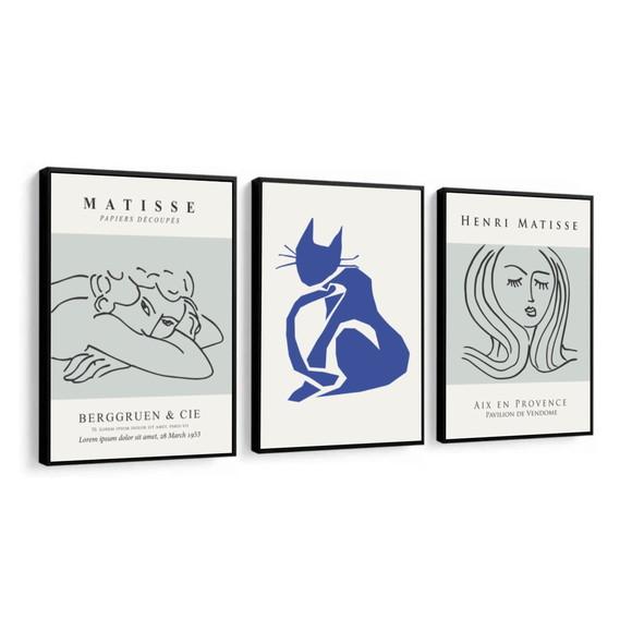 Kit 3 Quadros Decorativos Para Sala Quarto Matisse Moldura