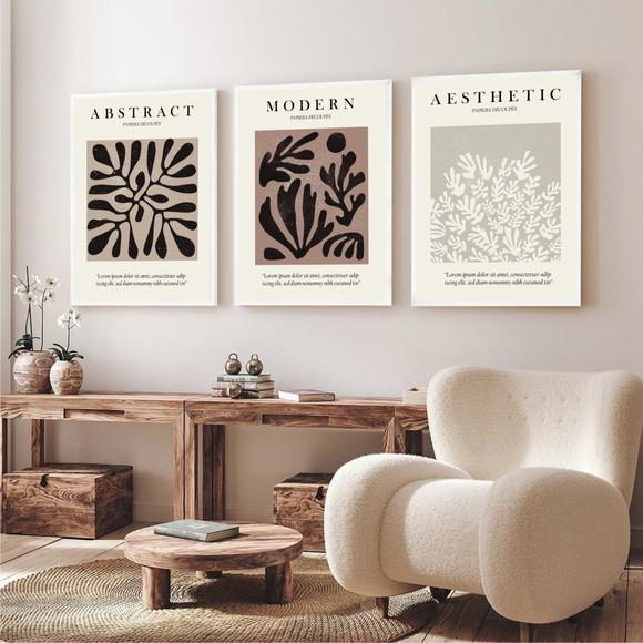 Kit 3 Quadros Decorativos Para Sala Quarto Matisse Moldura