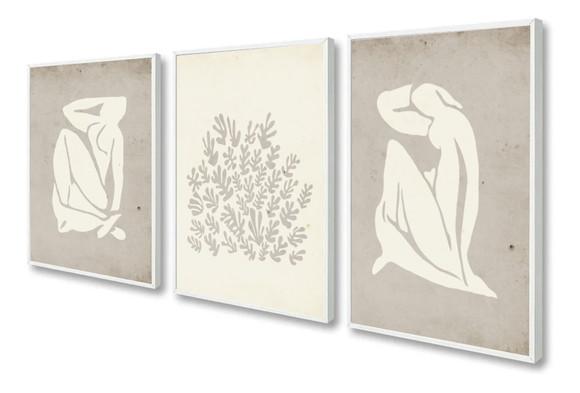 Kit 3 Quadros Decorativos Para Sala Quarto Moderno Moldura