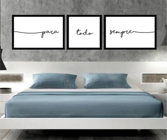 Kit 3 Quadros Decorativos Para Todo Sempre Quarto Casal Sala