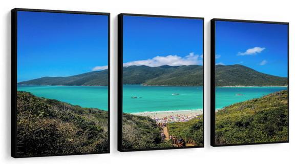 Kit 3 Quadros Decorativos Praia Arraial Do Cabo Com Moldura