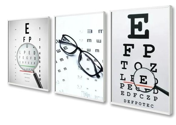 Kit 3 Quadros Decorativos Profissão Oftalmologia Com Moldura