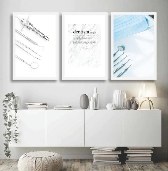 Kit 3 Quadros Decorativos Recepção Consultório Dentista Hall