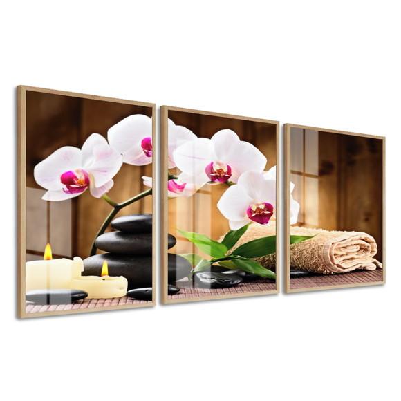 Kit 3 Quadros Decorativos Spá Estética com Moldura e Vidro