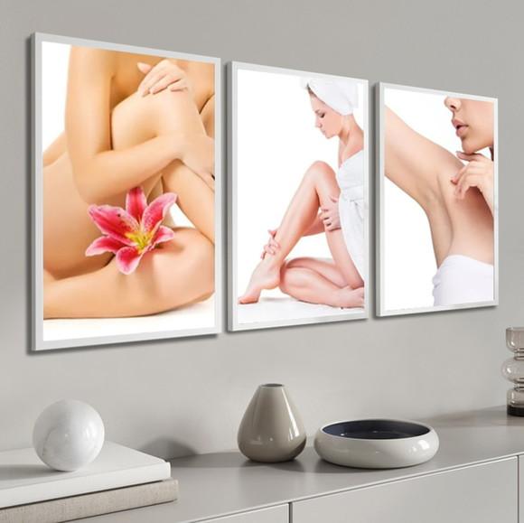 Kit 3 Quadros Decorativos, Salão De Beleza Estética Estúdio
