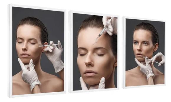 Kit 3 Quadros Estética Botox Decoração Estúdio Com Molduras