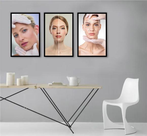 Kit 3 Quadros Estética Botox Profissão Decoração Spa Moldura