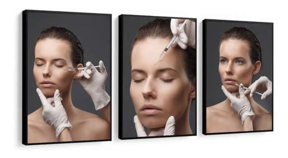 Kit 3 Quadros Estética Salão Beleza Botox Decoração Moldura
