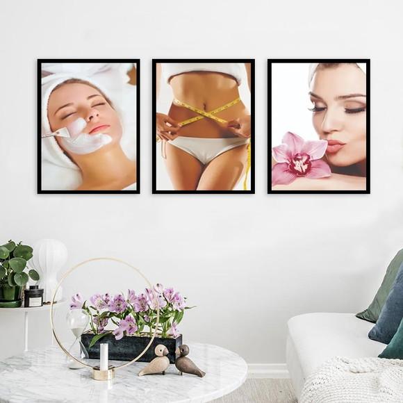 Kit 3 Quadros Estética Spá Nutricionista Decoração Molduras