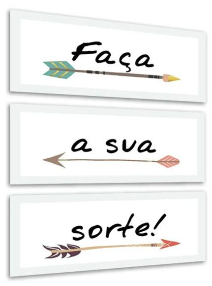 Kit 3 Quadros Faça Sua Sorte Frases Casal Decoração Molduras