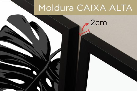 Kit 3 Quadros Folhagem Preto e Branco Decoração Home Moldura