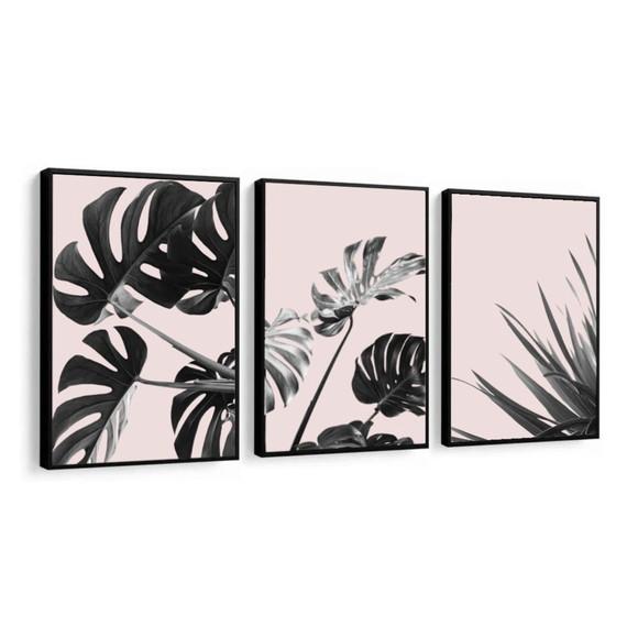 Kit 3 Quadros Folhagem Verde Decoração Botânico Com Molduras