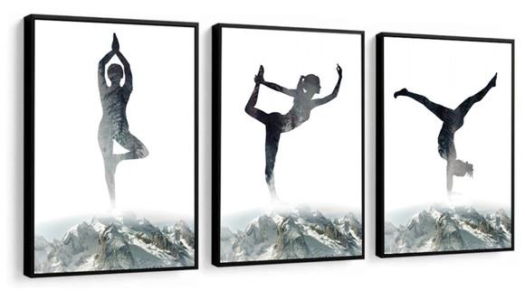 Kit 3 Quadros Meditação Yoga Spá Decoração Conjunto Moldura